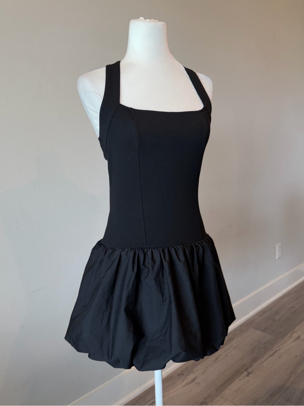 Black Bubble Hem Mini Dress- NWOT